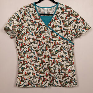 Scrubs by Nick & Sarah bird print scrub top-M